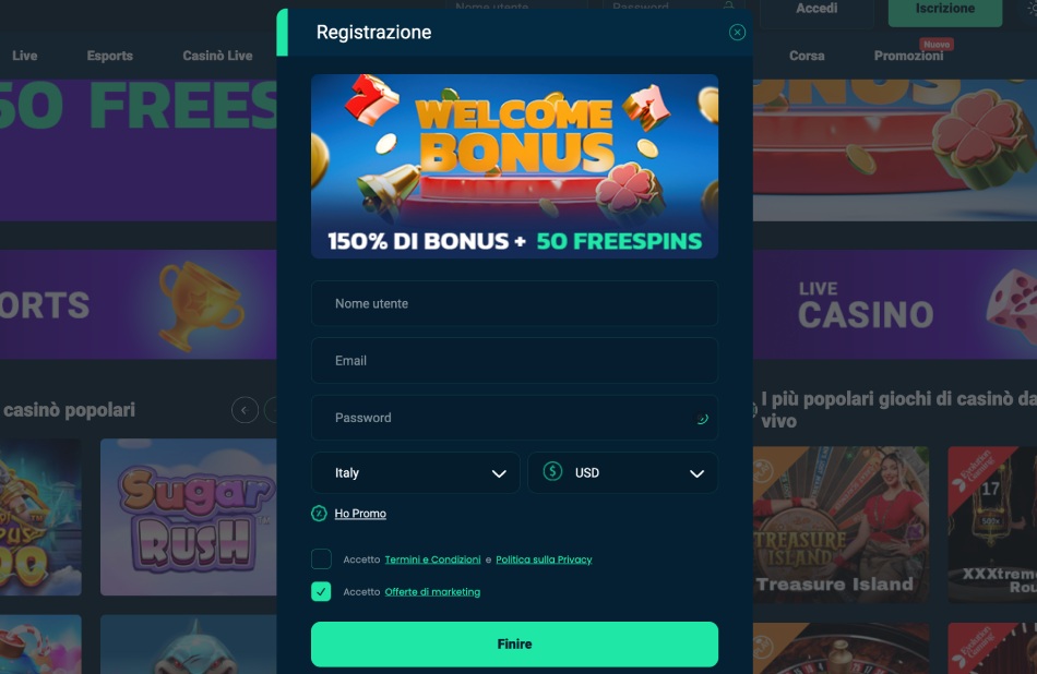 Registrazione su Rolletto Casino